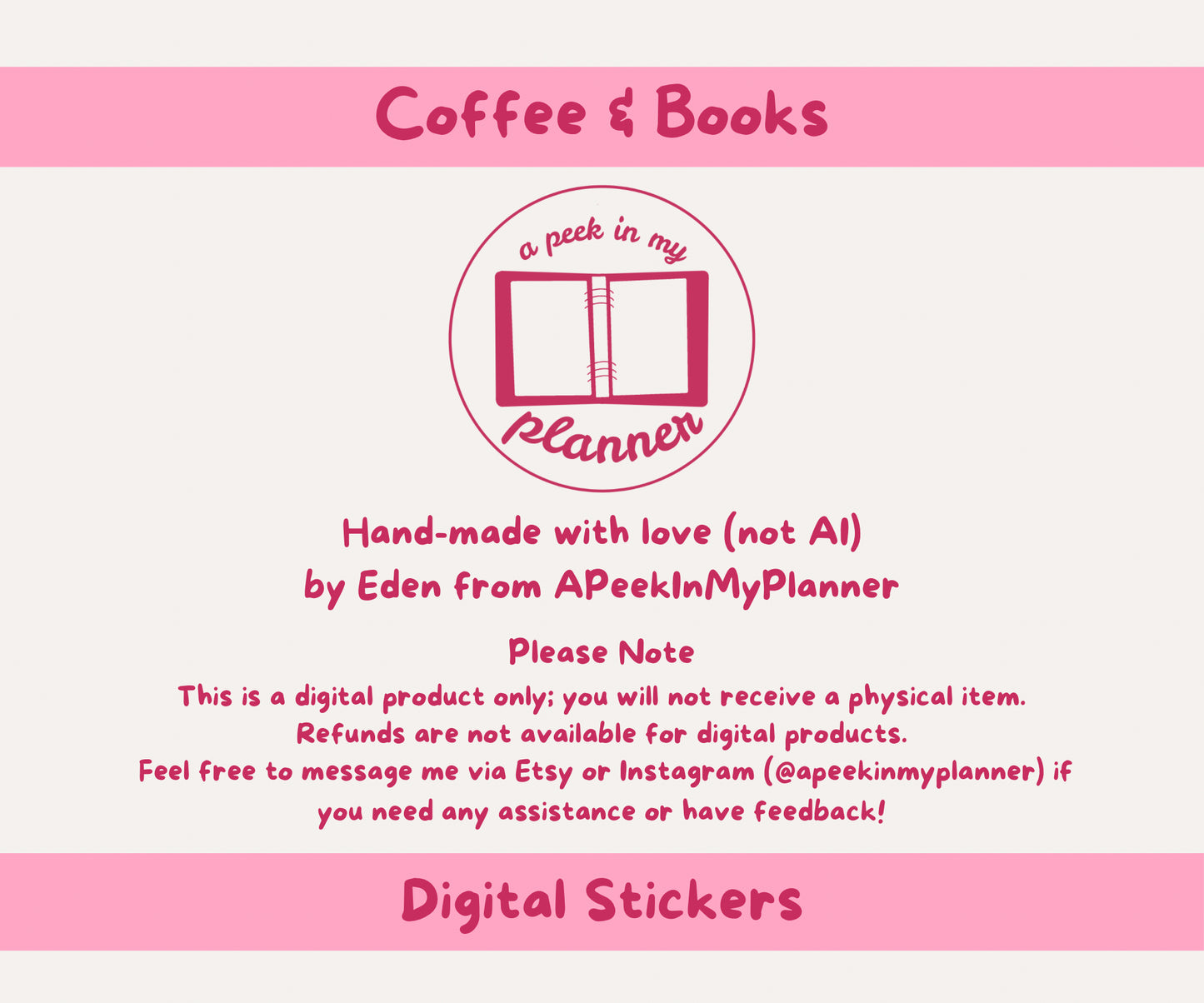 Pink Aesthetic Bookish & Coffee Digital Stickers | 15 Transparent Sticker PNGs