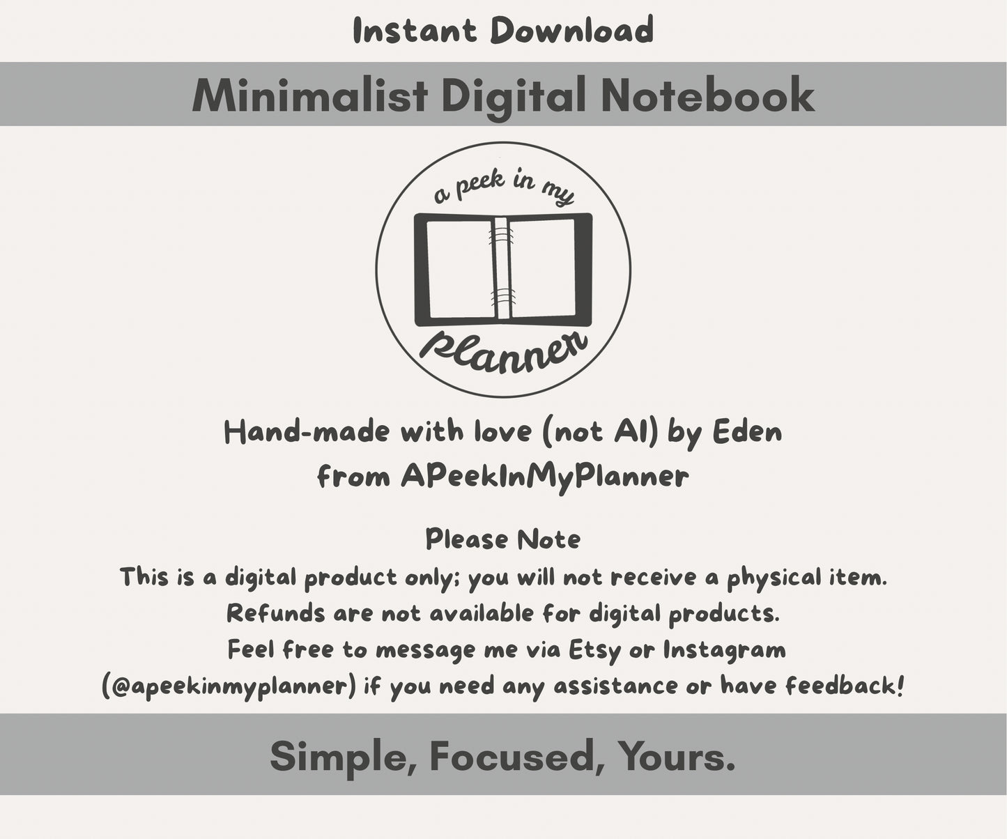 Minimalist Digital Notebook | Hyperlinked PDF