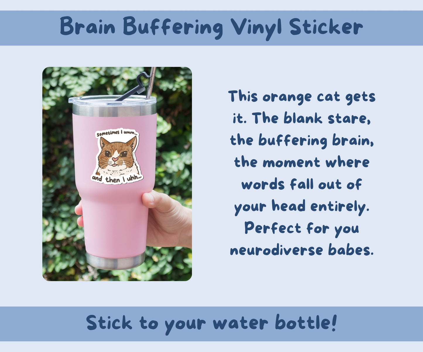 Brain Buffering Cat Vinyl Kiss-Cut Sticker