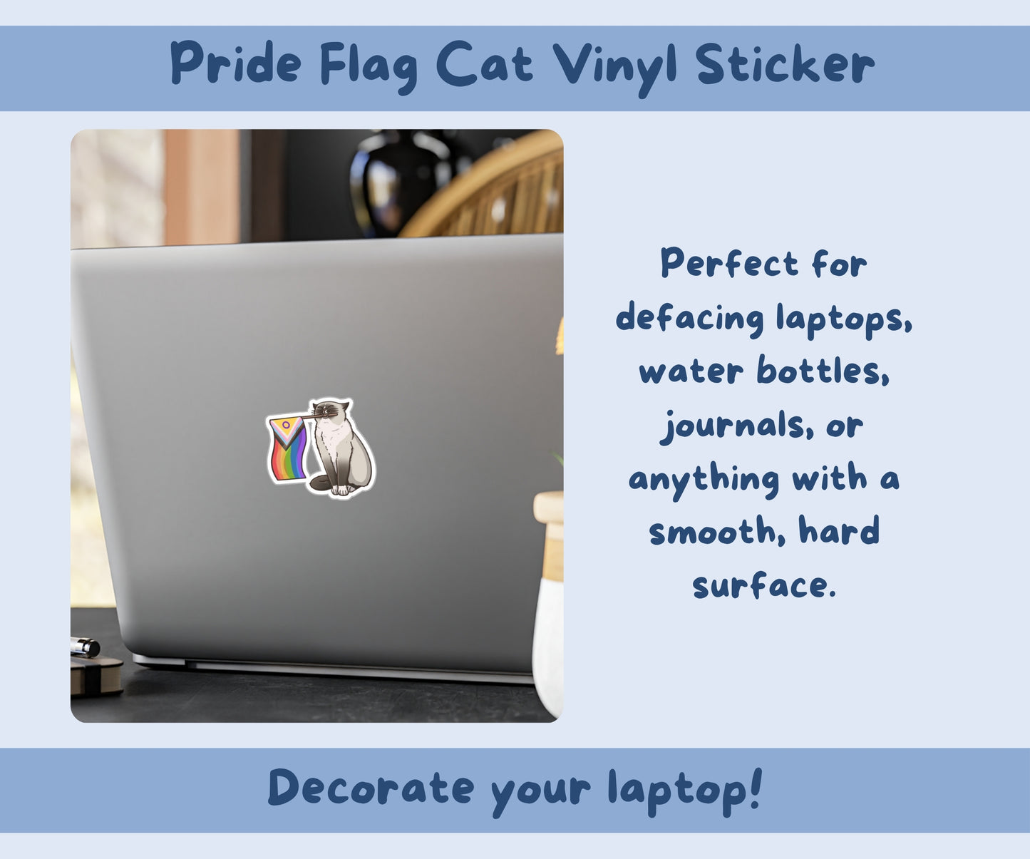 Pride Flag Cat Vinyl Kiss-Cut Sticker