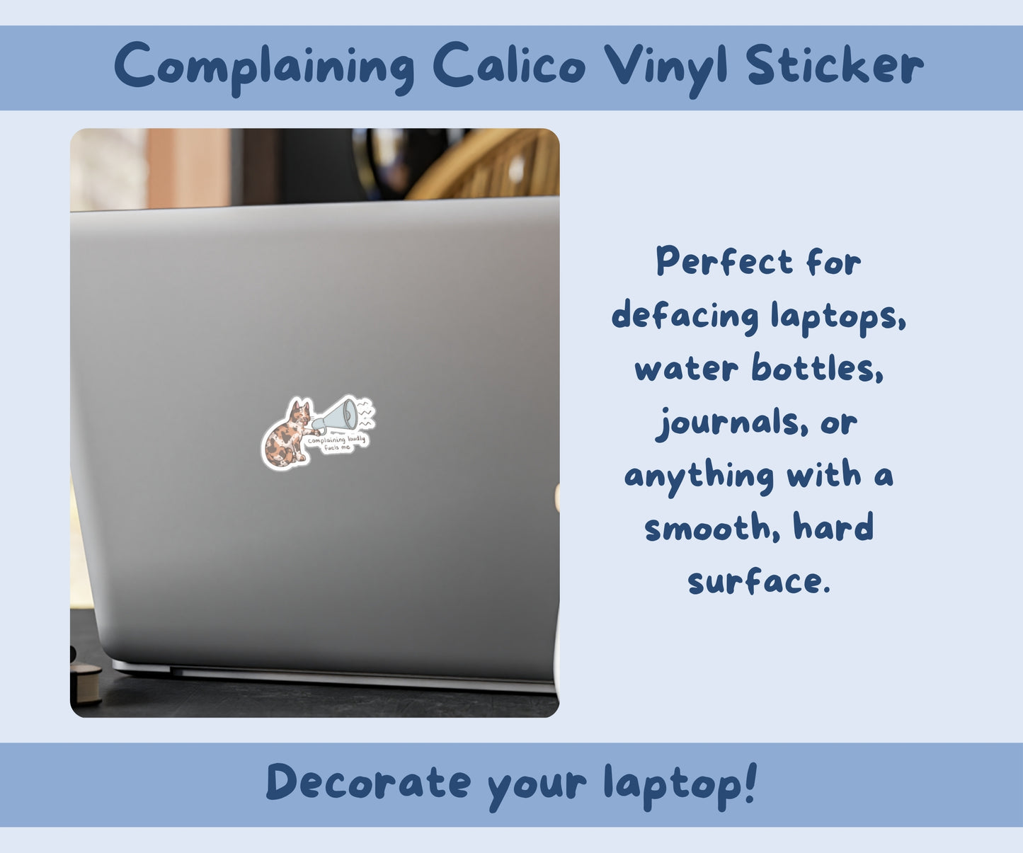 Complaining Calico Kiss-Cut Vinyl Sticker
