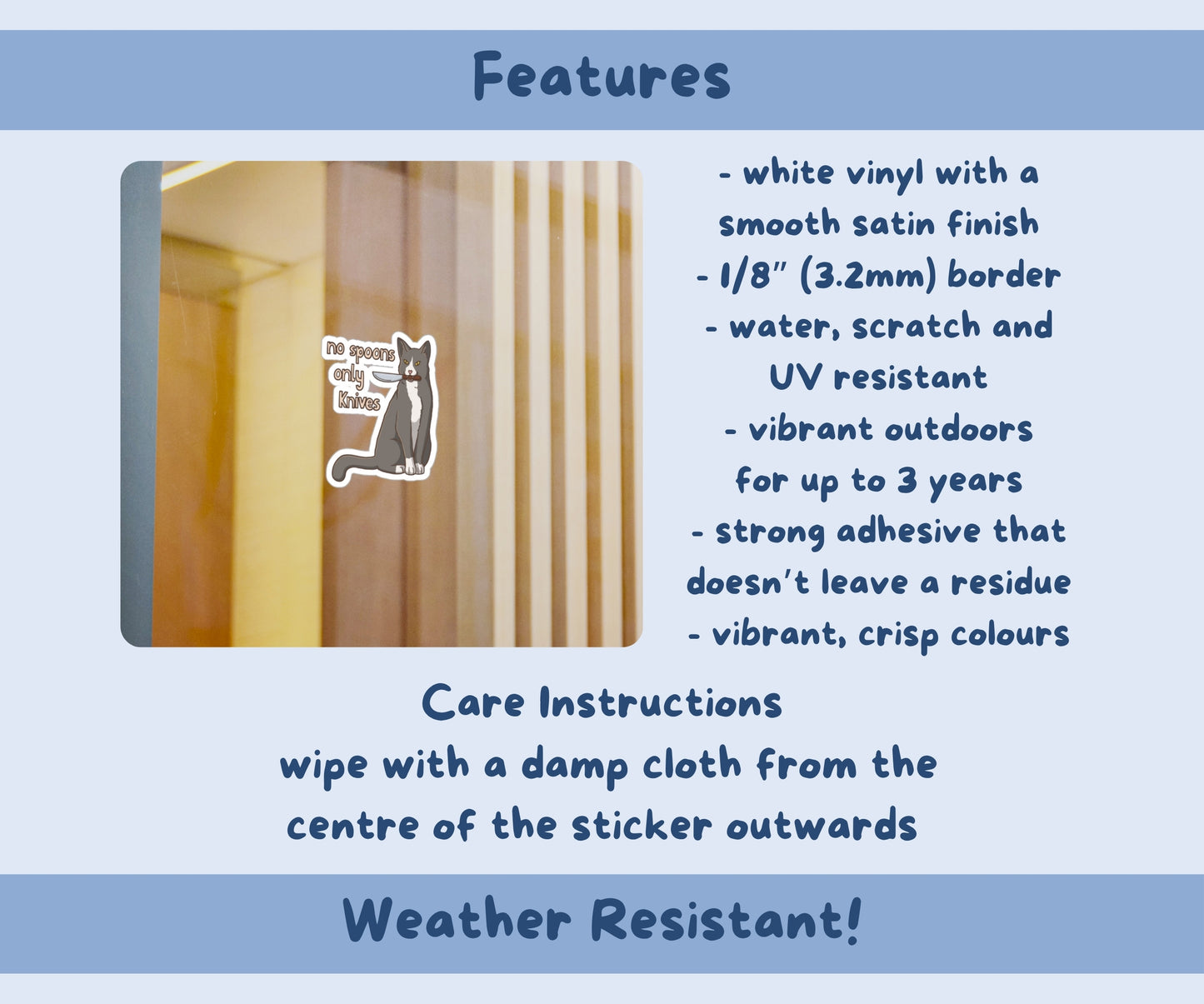 No Spoons, Only Knives Vinyl Kiss-Cut Sticker