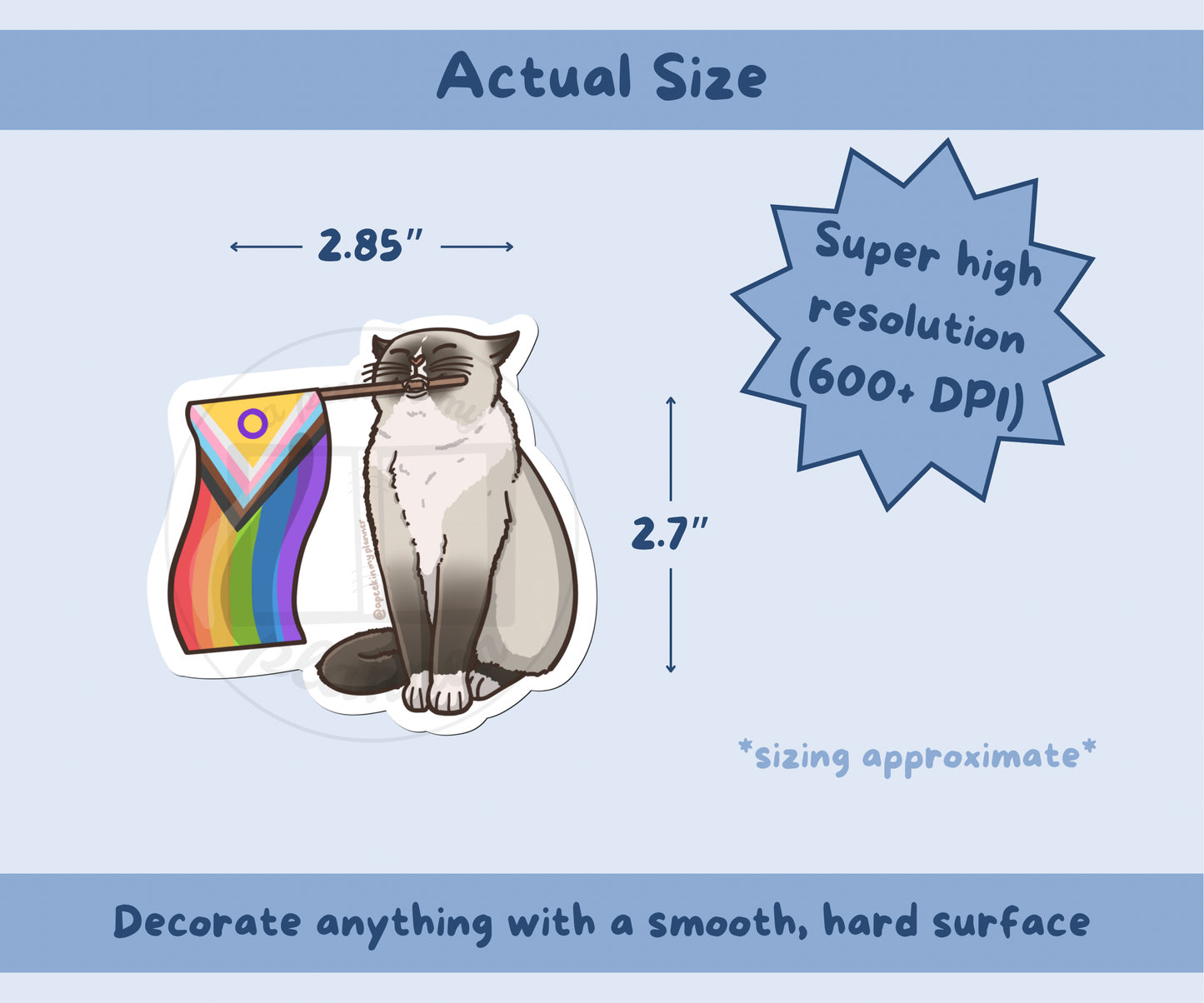 Pride Flag Cat Vinyl Kiss-Cut Sticker