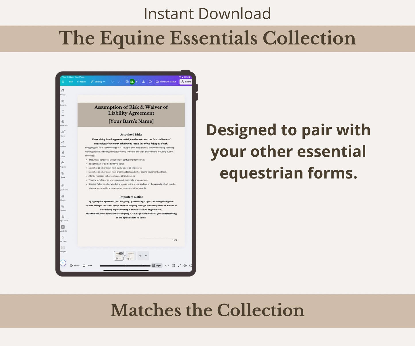 Horse Riding Liability & Risk Waiver Form Template