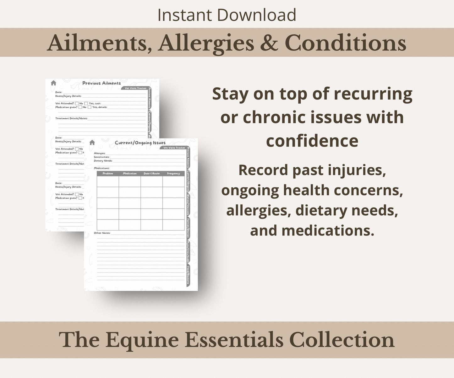 Horse Health Tracker Bundle | Equine Wellness Charts
