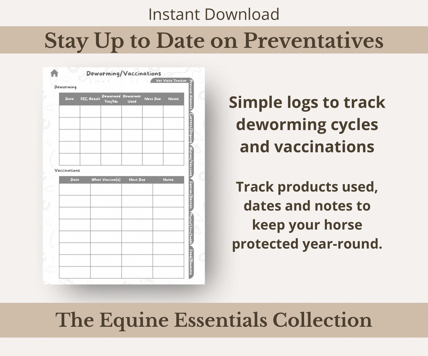 Horse Health Tracker Bundle | Equine Wellness Charts