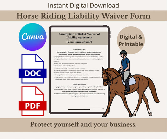 Horse Riding Liability & Risk Waiver Form Template