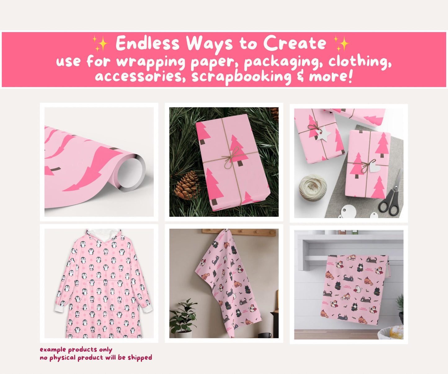 Pink Christmas Seamless Pattern Mega Bundle | 30 Designs, Over 200 Files