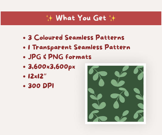Under the Mistletoe Seamless Pattern | Cottagecore Christmas Mistletoe Sprigs