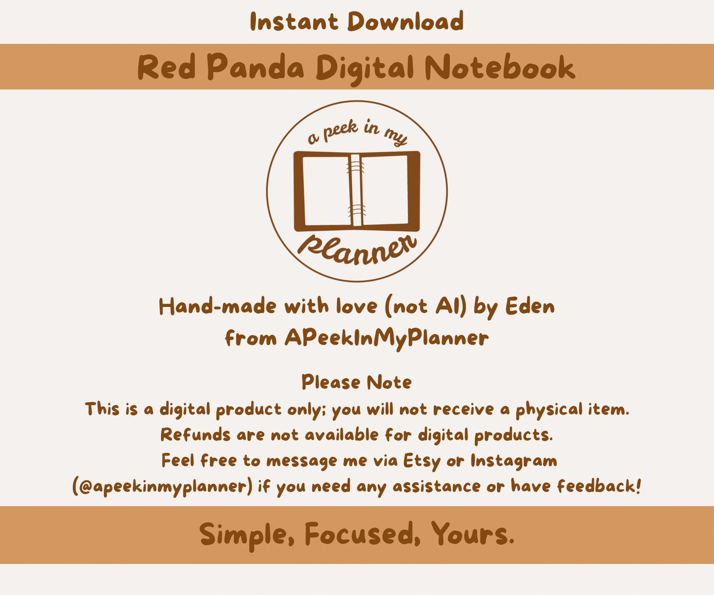 Red Panda Digital Notebook | PDF, 12 Sections, 28 Templates, 45 Free Stickers