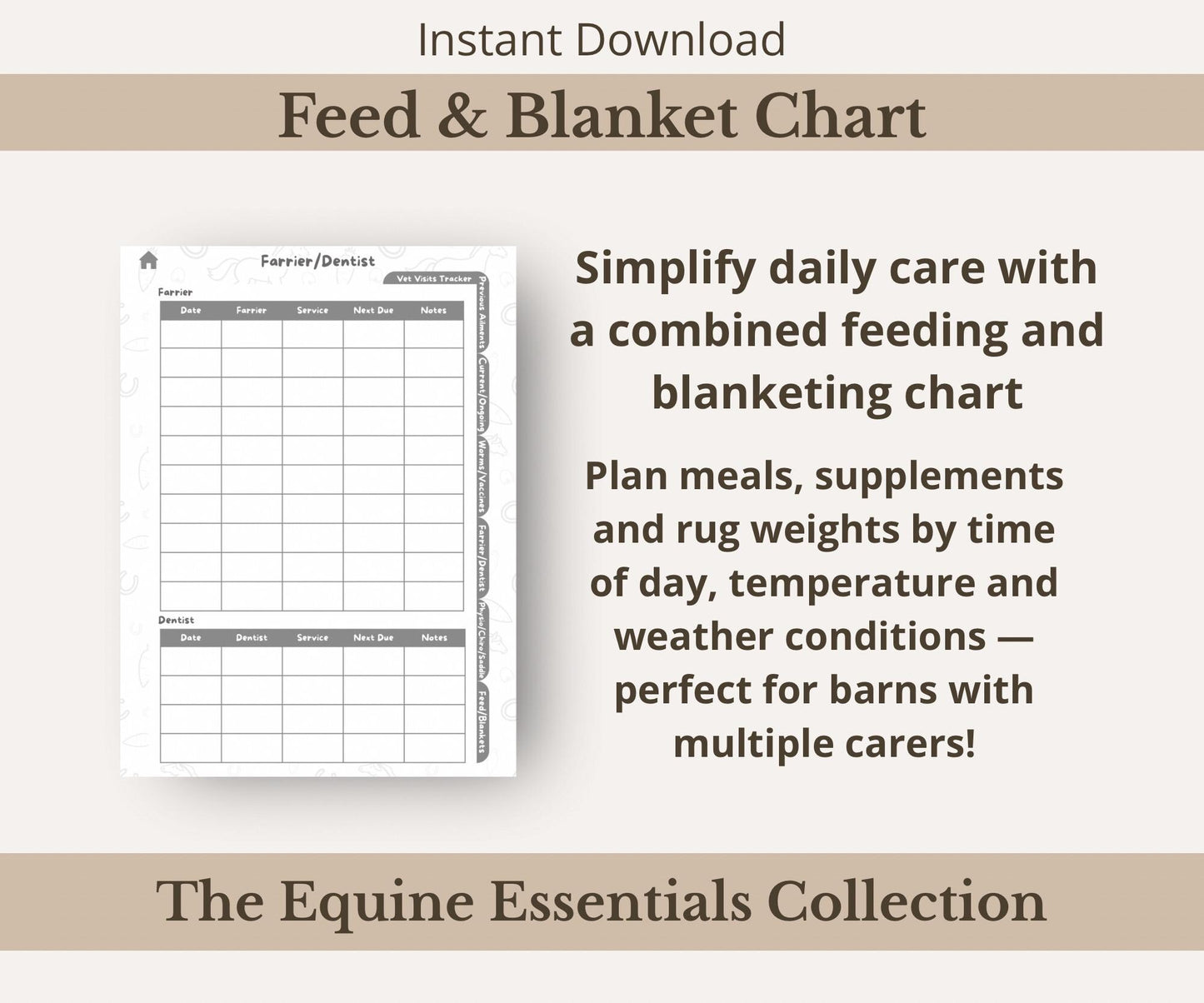 Horse Health Tracker Bundle | Equine Wellness Charts