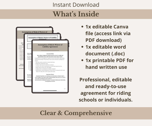 Horse Riding Liability & Risk Waiver Form Template