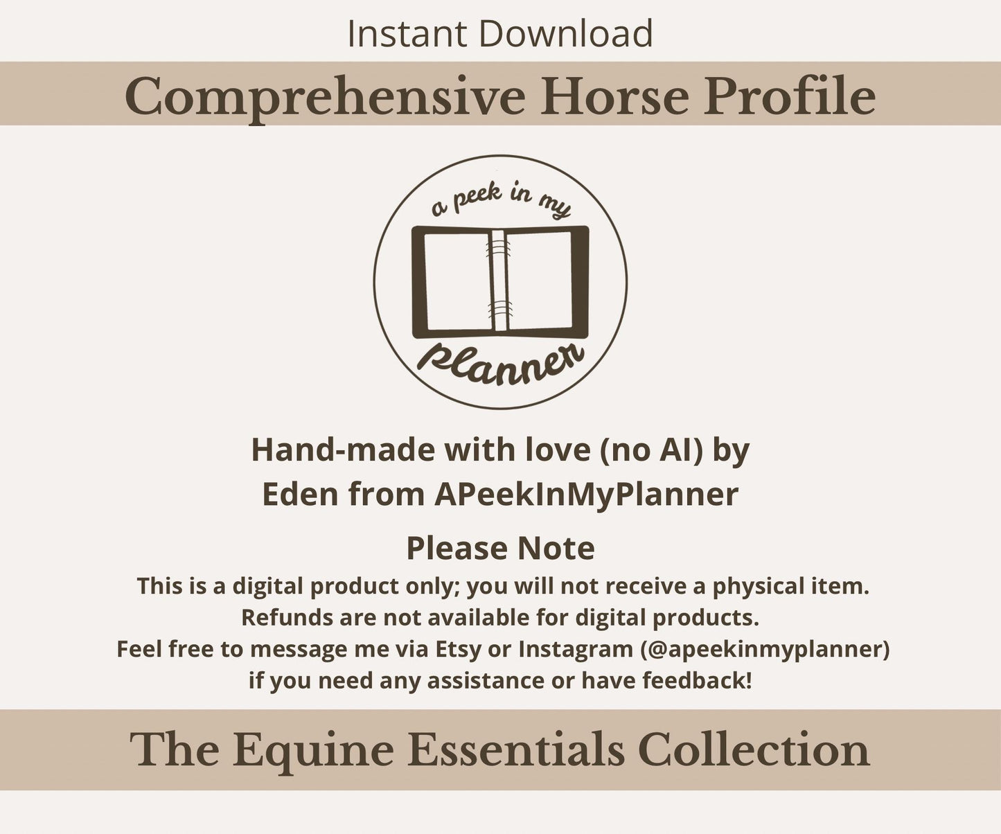 Comprehensive Horse Profile Bundle | Printable Equine Record Keeper