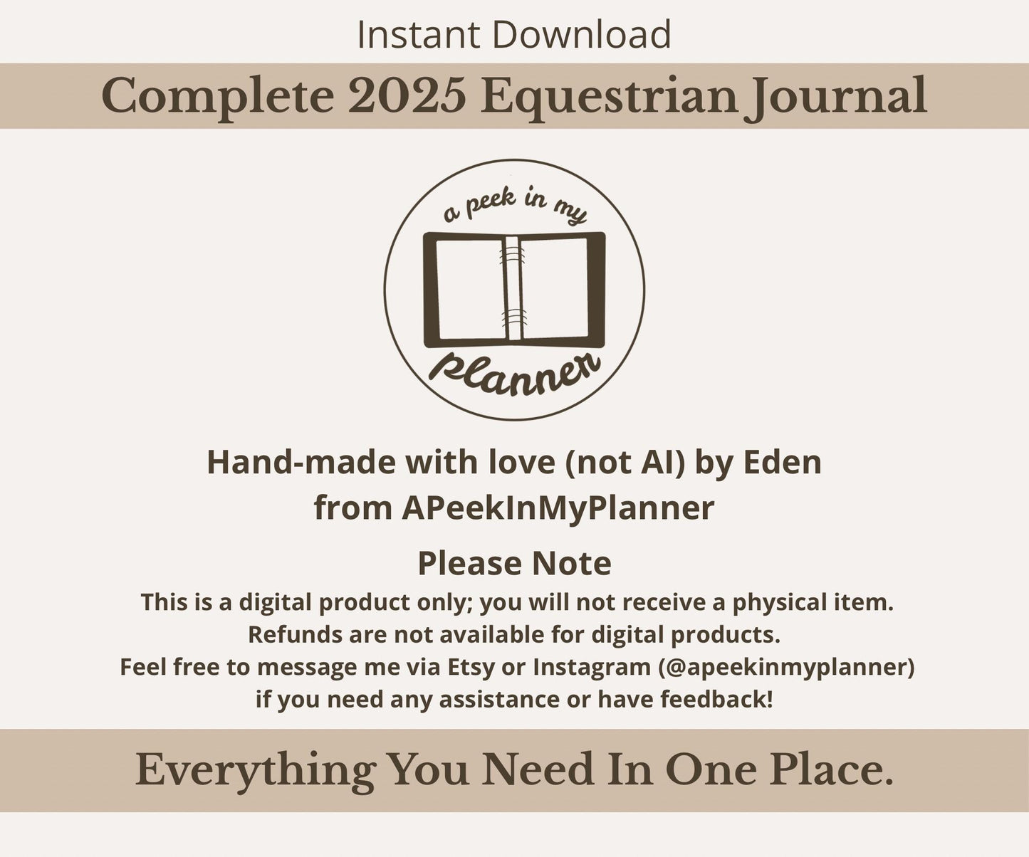 Complete 2025 Equestrian Journal | Digital & Printable | A4 or A5