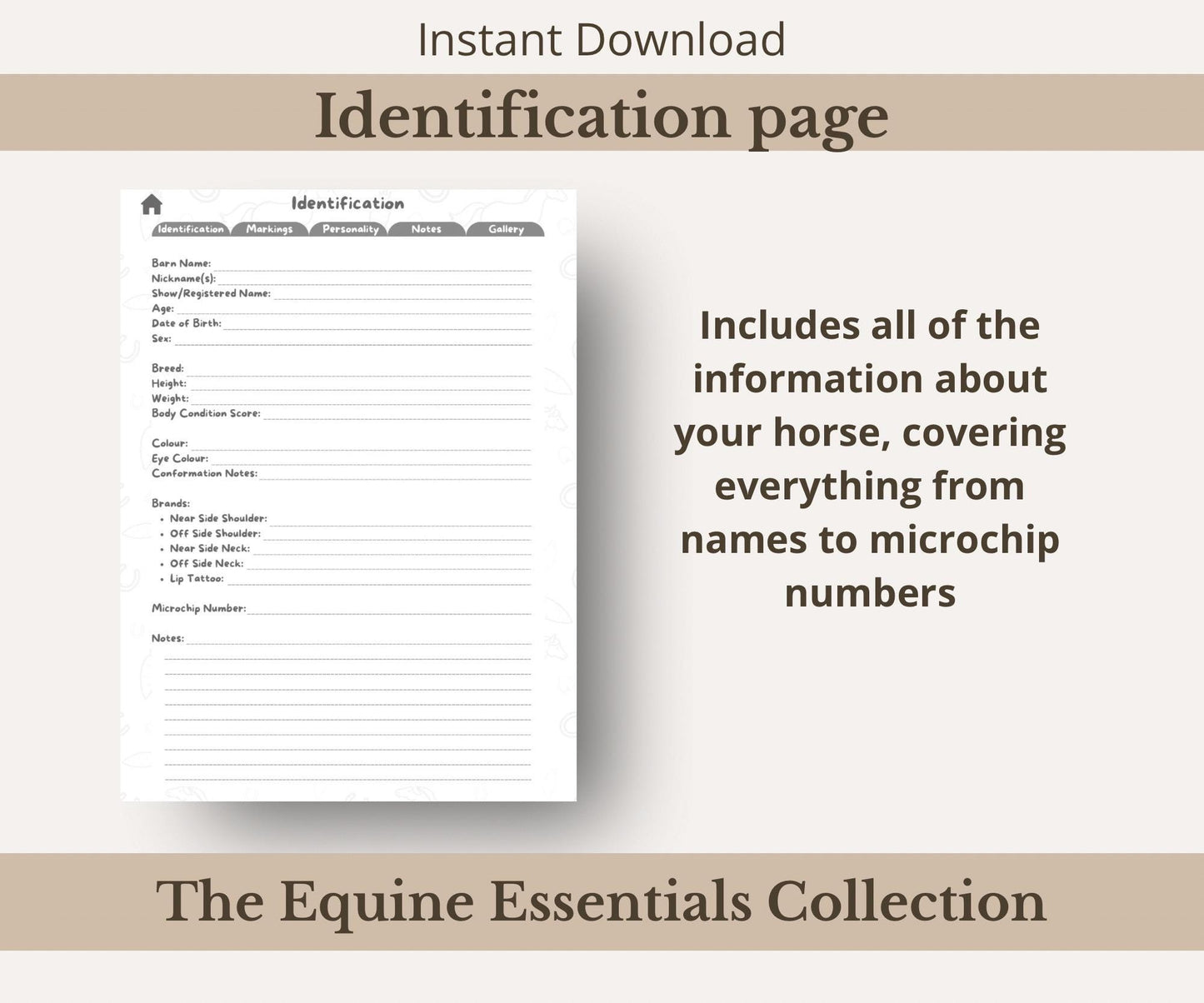 Comprehensive Horse Profile Bundle | Printable Equine Record Keeper