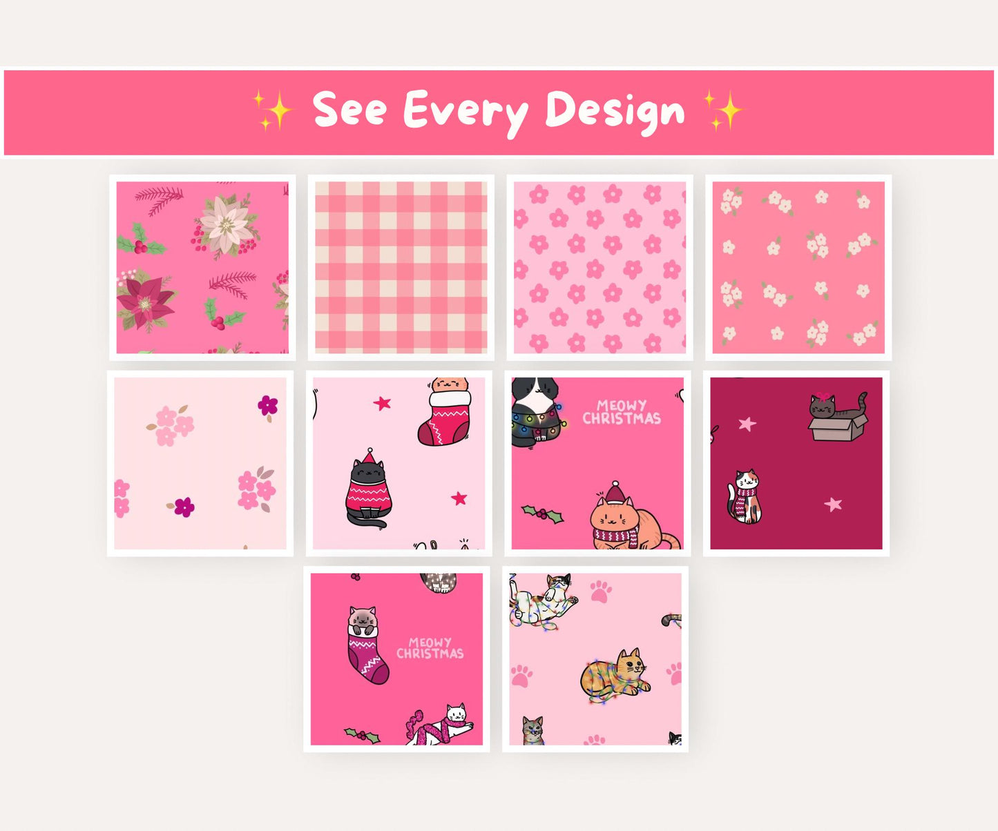 Pink Christmas Seamless Pattern Mega Bundle | 30 Designs, Over 200 Files