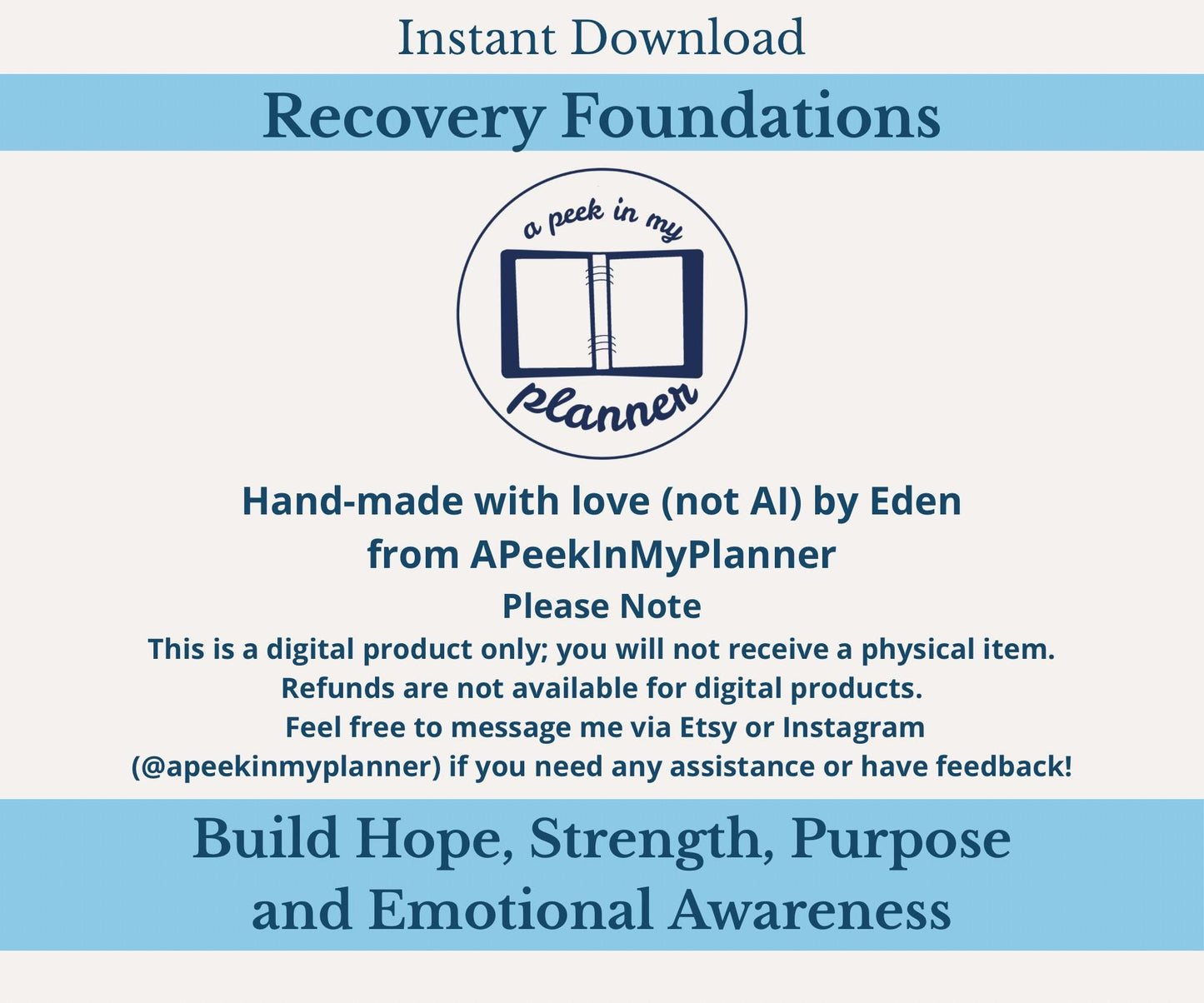 Recovery Foundations: Build Hope, Strength, Purpose and Emotional Awareness | Digital & Printable Therapy Worksheets