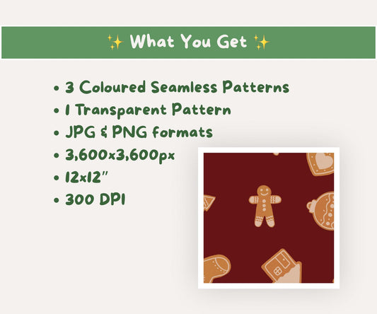 Sweet Gingerbread Seamless Pattern | Cute Gingerbread Cookies