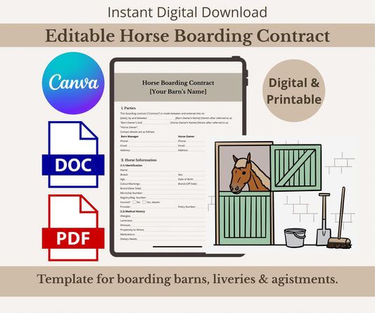 Horse Boarding Contract Template