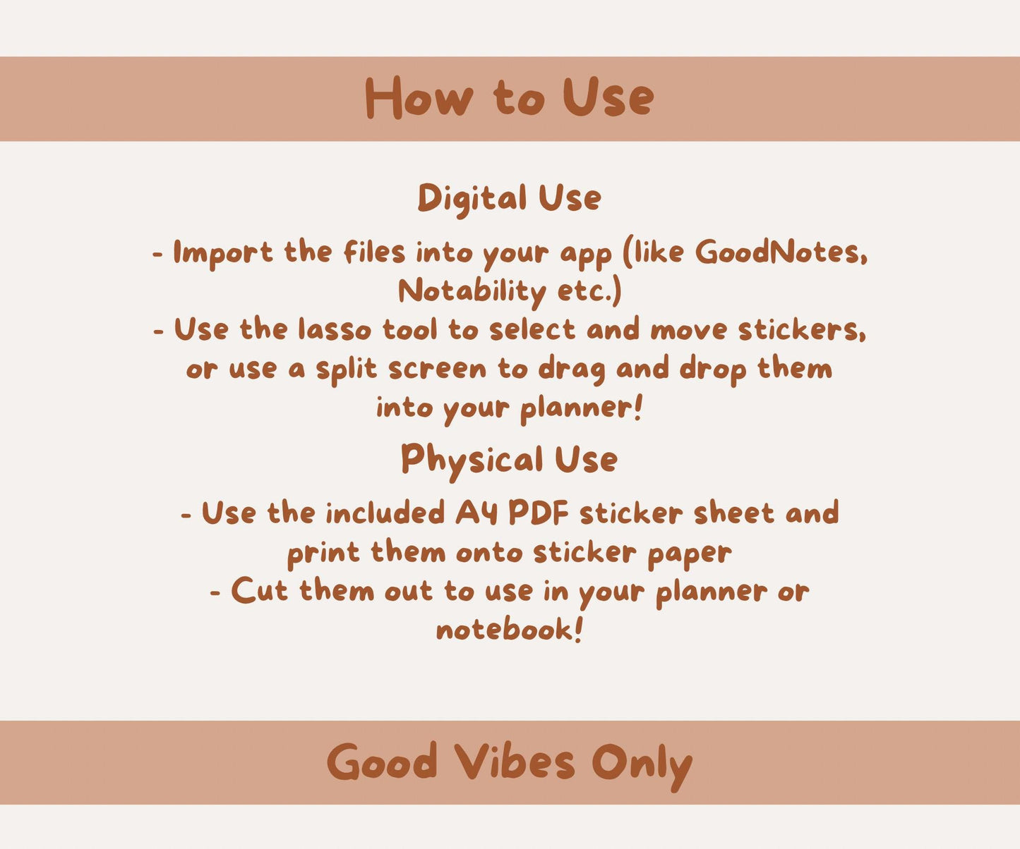 Good Vibes | Retro 70s Inspired Sticker Set | 28x PNGs & Printable PDF Sticker Sheet