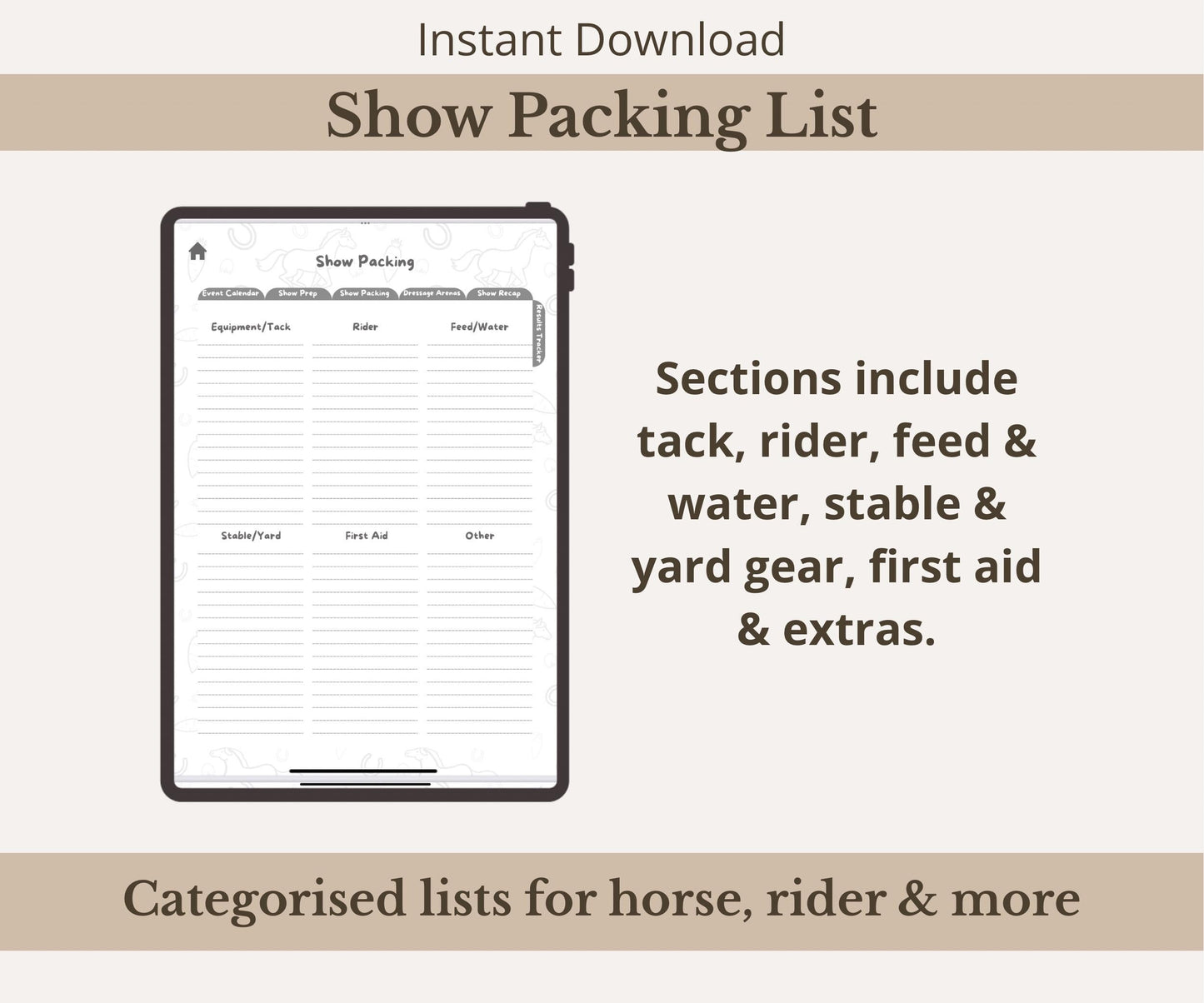 Horse Events & Shows Planner Bundle
