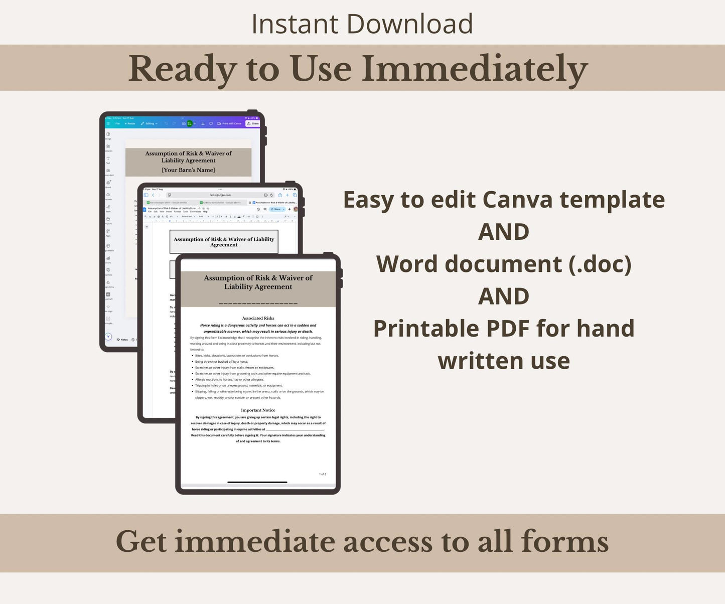 Horse Riding Liability & Risk Waiver Form Template