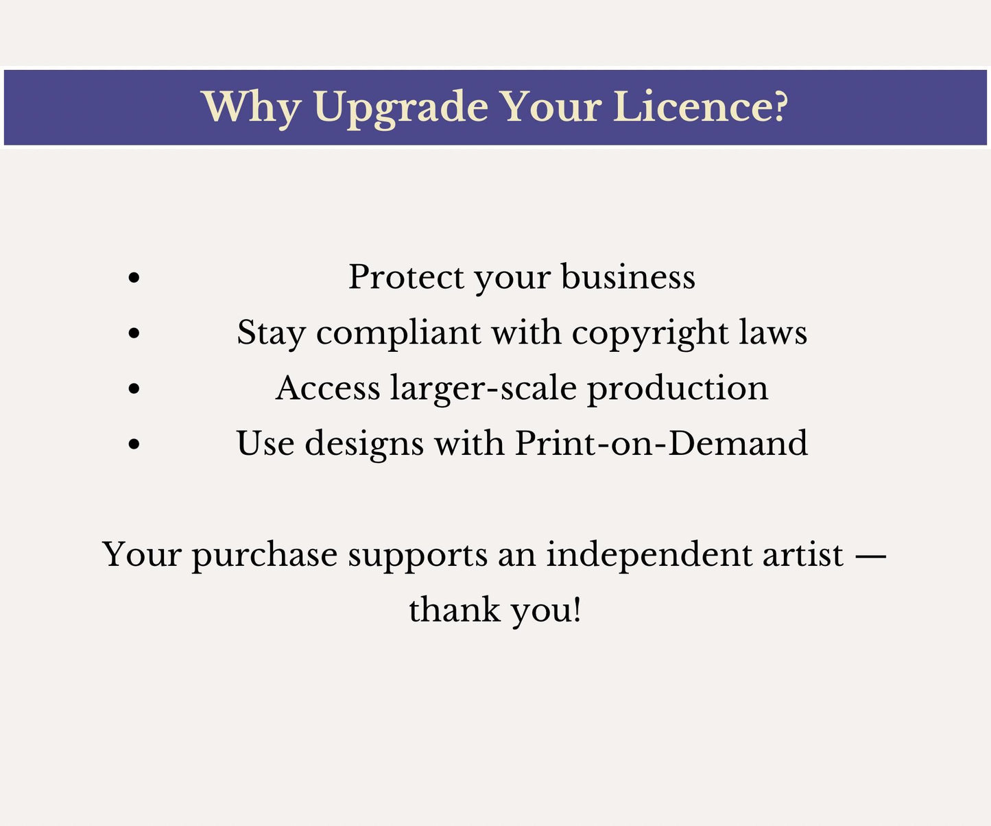 Extended Commercial Licence | Upgrade Your Licence for Extended Commercial & Print on Demand Use
