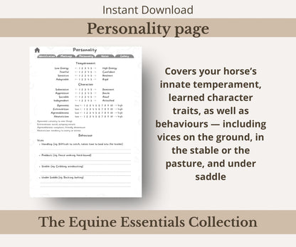 Comprehensive Horse Profile Bundle | Printable Equine Record Keeper