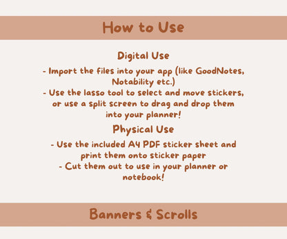Banners and Scrolls Digital Stickers | 104 PNGs & PDF Sticker Sheets