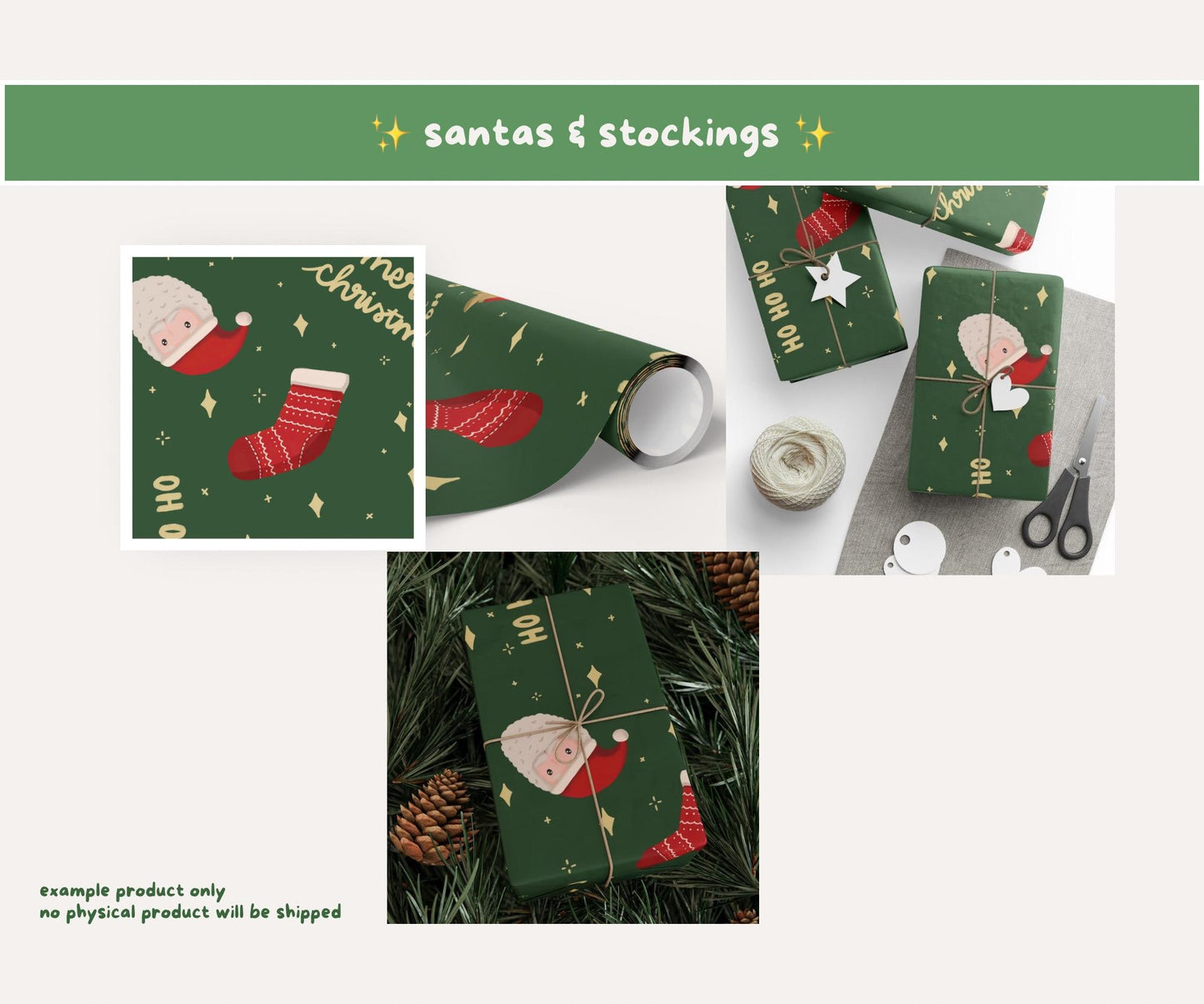 Santa’s Workshop Seamless Pattern | Santa, Stockings & Gifts