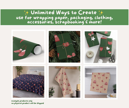 Warm & Woollen Christmas Seamless Pattern | Cozy Knitted Sweaters, Hats and Scarves