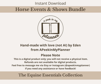 Horse Events & Shows Planner Bundle
