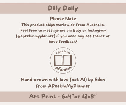 Dilly Dally Art Print | 6x4 or 12x8 Landscape
