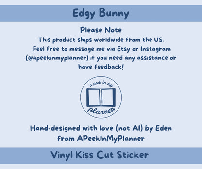 Edgy Bunny Vinyl Kiss-Cut Sticker