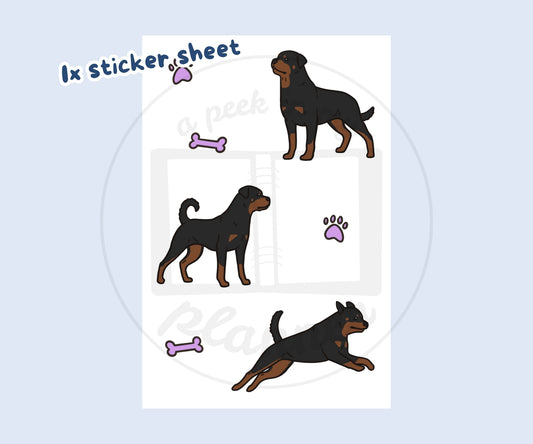 Rottweiler Sticker Sheet | Rottweiler Dog Kiss-Cut Stickers