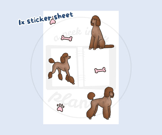 Red Poodle Sticker Sheet | Poodle Dog Kiss-Cut Stickers