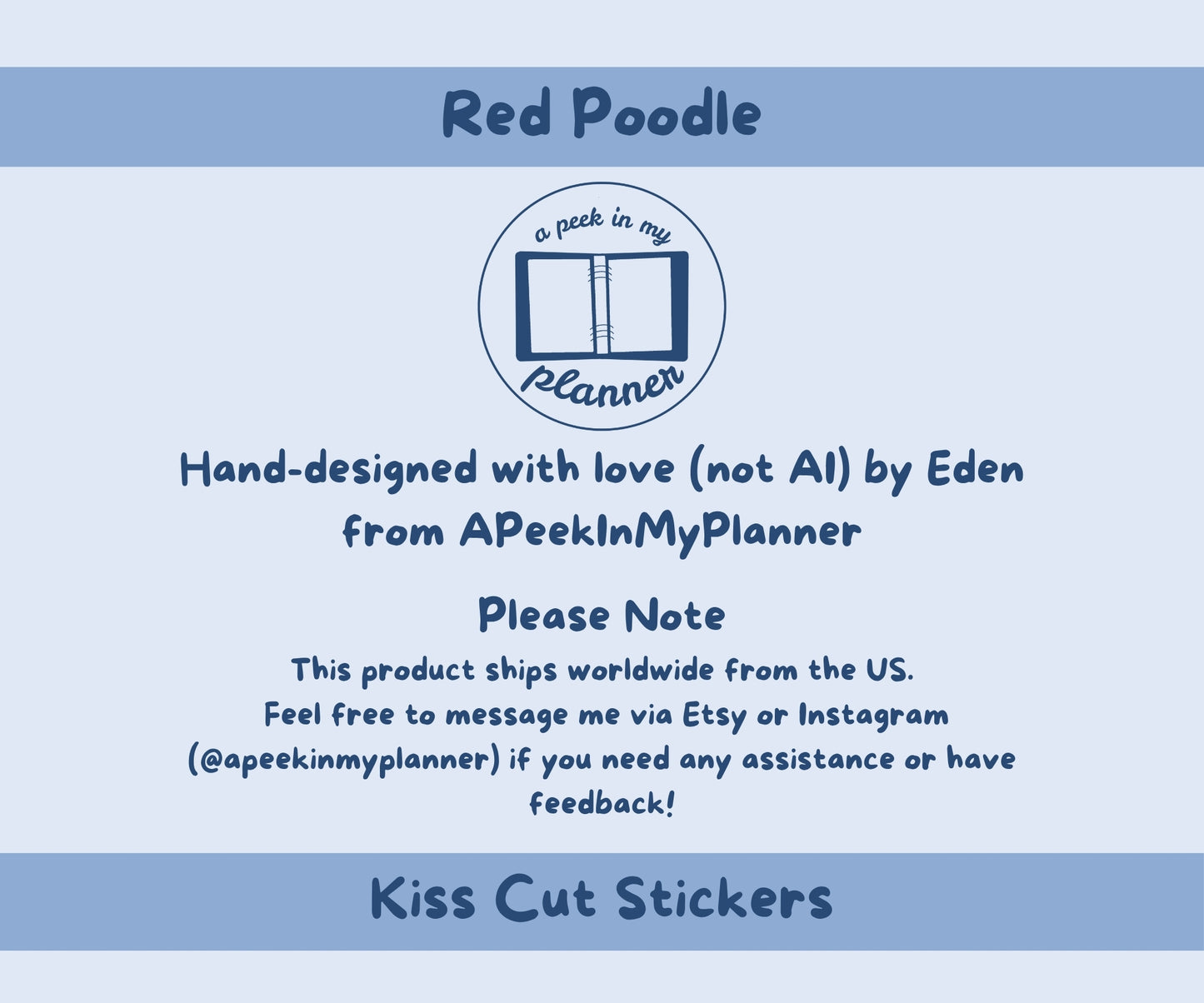 Red Poodle Sticker Sheet | Poodle Dog Kiss-Cut Stickers