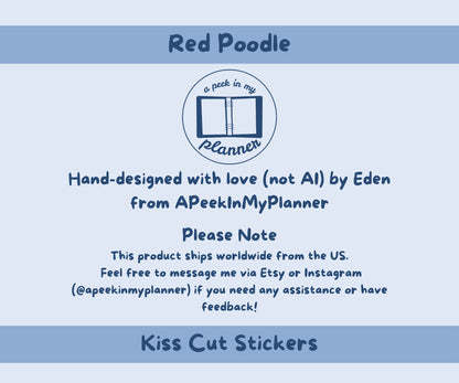 Red Poodle Sticker Sheet | Poodle Dog Kiss-Cut Stickers