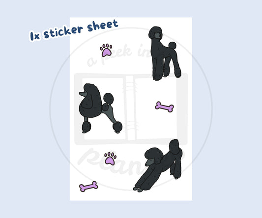 Black Poodle Sticker Sheet | Poodle Dog Kiss-Cut Stickers