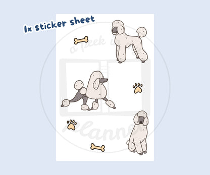 White Poodle Sticker Sheet | Poodle Dog Kiss-Cut Stickers