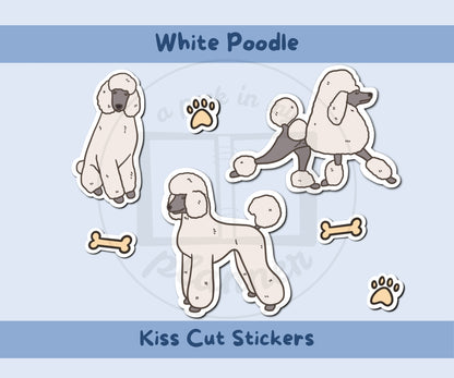 White Poodle Sticker Sheet | Poodle Dog Kiss-Cut Stickers