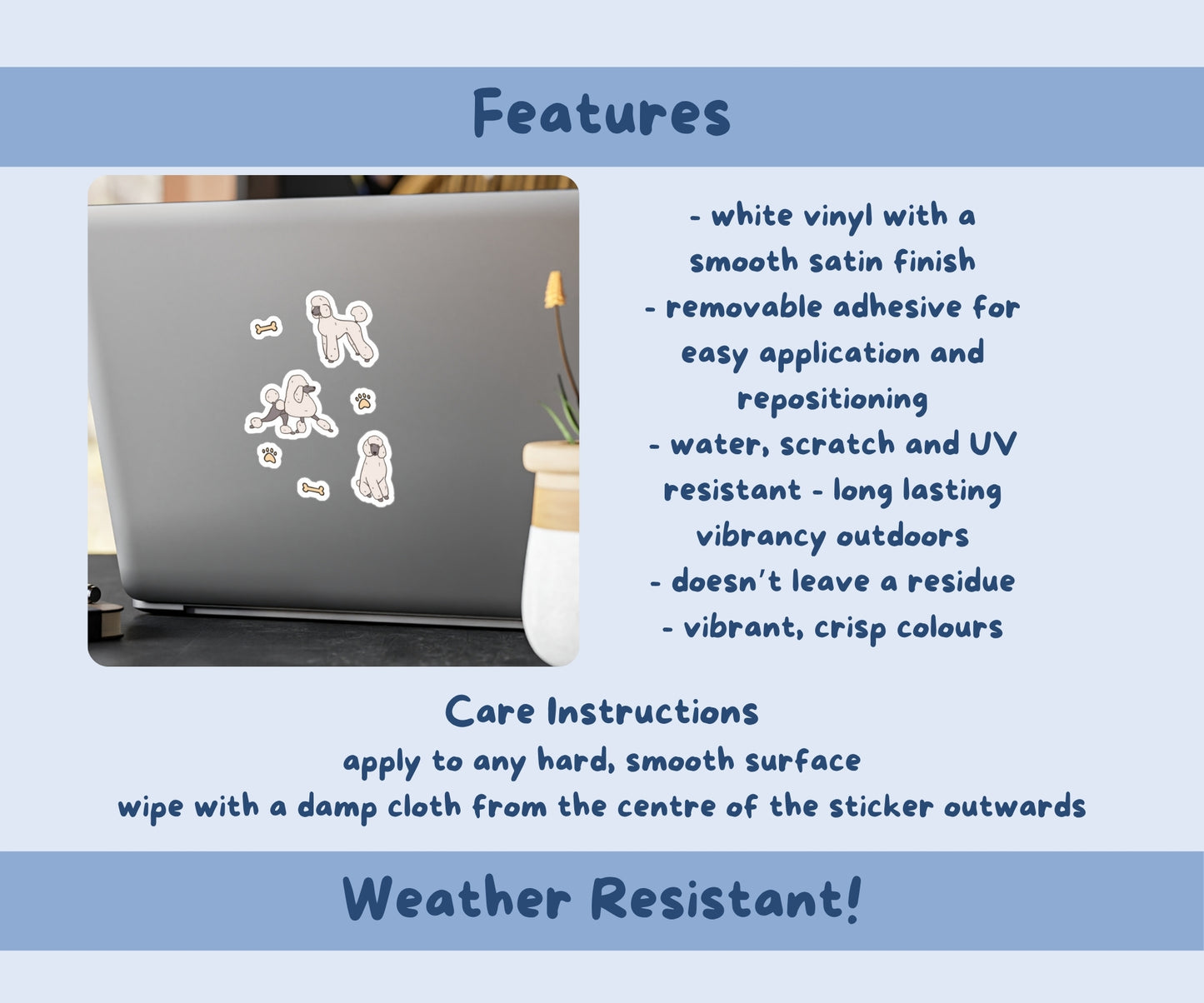 White Poodle Sticker Sheet | Poodle Dog Kiss-Cut Stickers