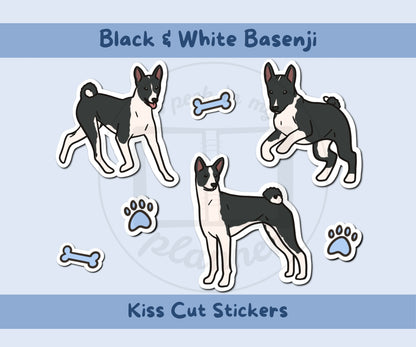 Basenji Sticker Sheet | Black & White Basenji Dog Kiss-Cut Stickers