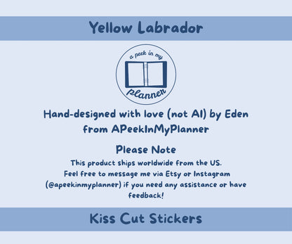 Yellow Lab Sticker Sheet | Labrador Dog Kiss-Cut Stickers