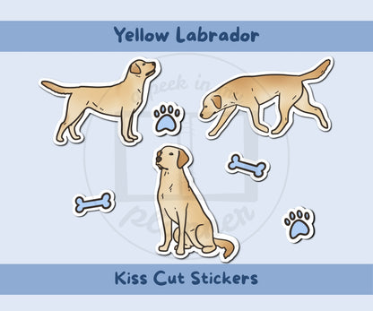 Yellow Lab Sticker Sheet | Labrador Dog Kiss-Cut Stickers
