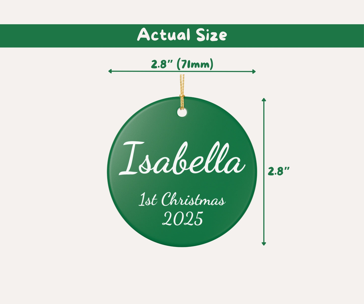 Customisable Baby Name Green Ceramic Ornament