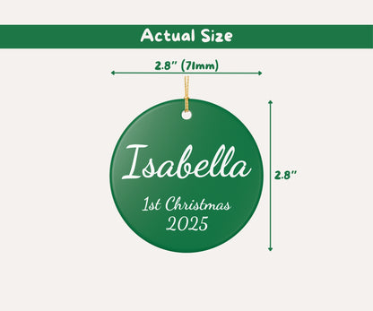 Customisable Baby Name Green Ceramic Ornament