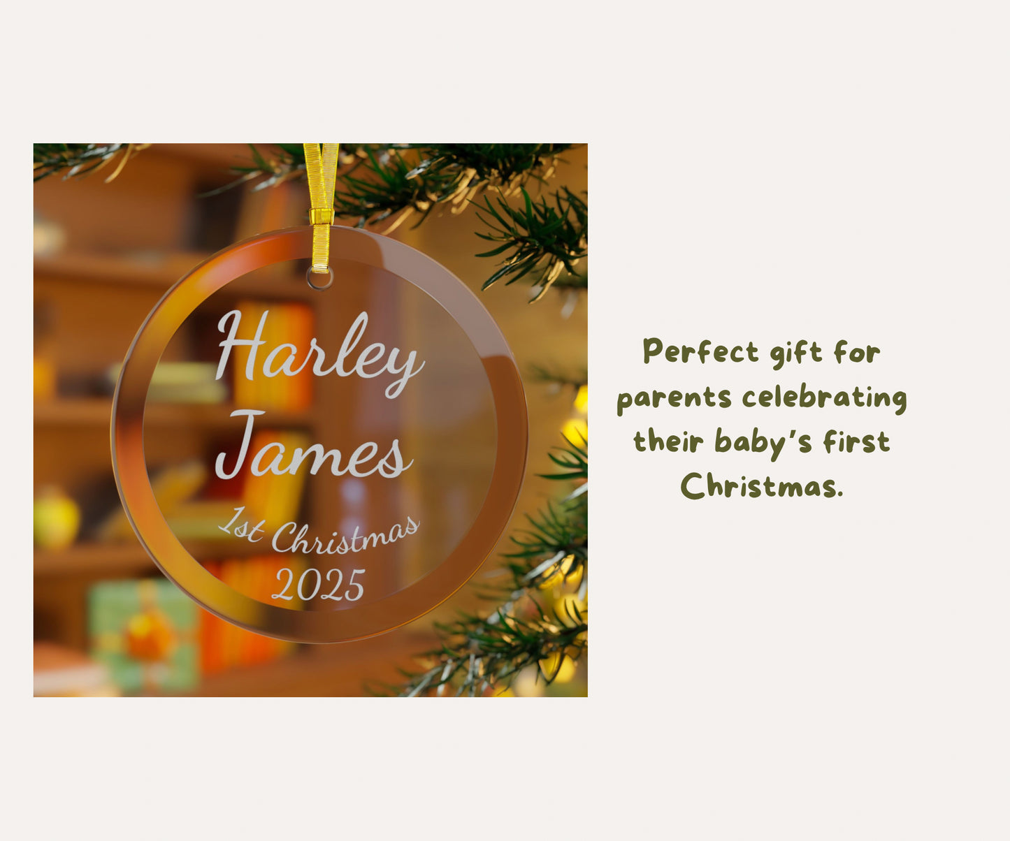 Customisable Baby Name Glass Ornaments