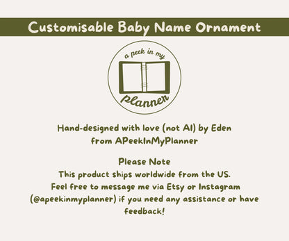 Customisable Baby Name Glass Ornaments