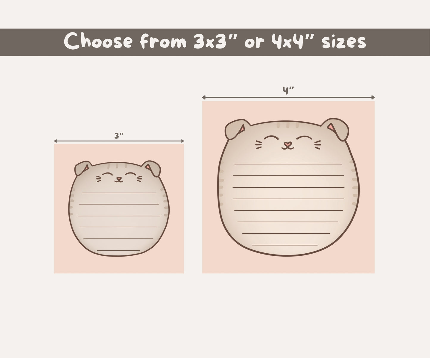 Scottish Fold Cat Post-it® Notepad | Silver Tabby Cat Lined Memo Pad